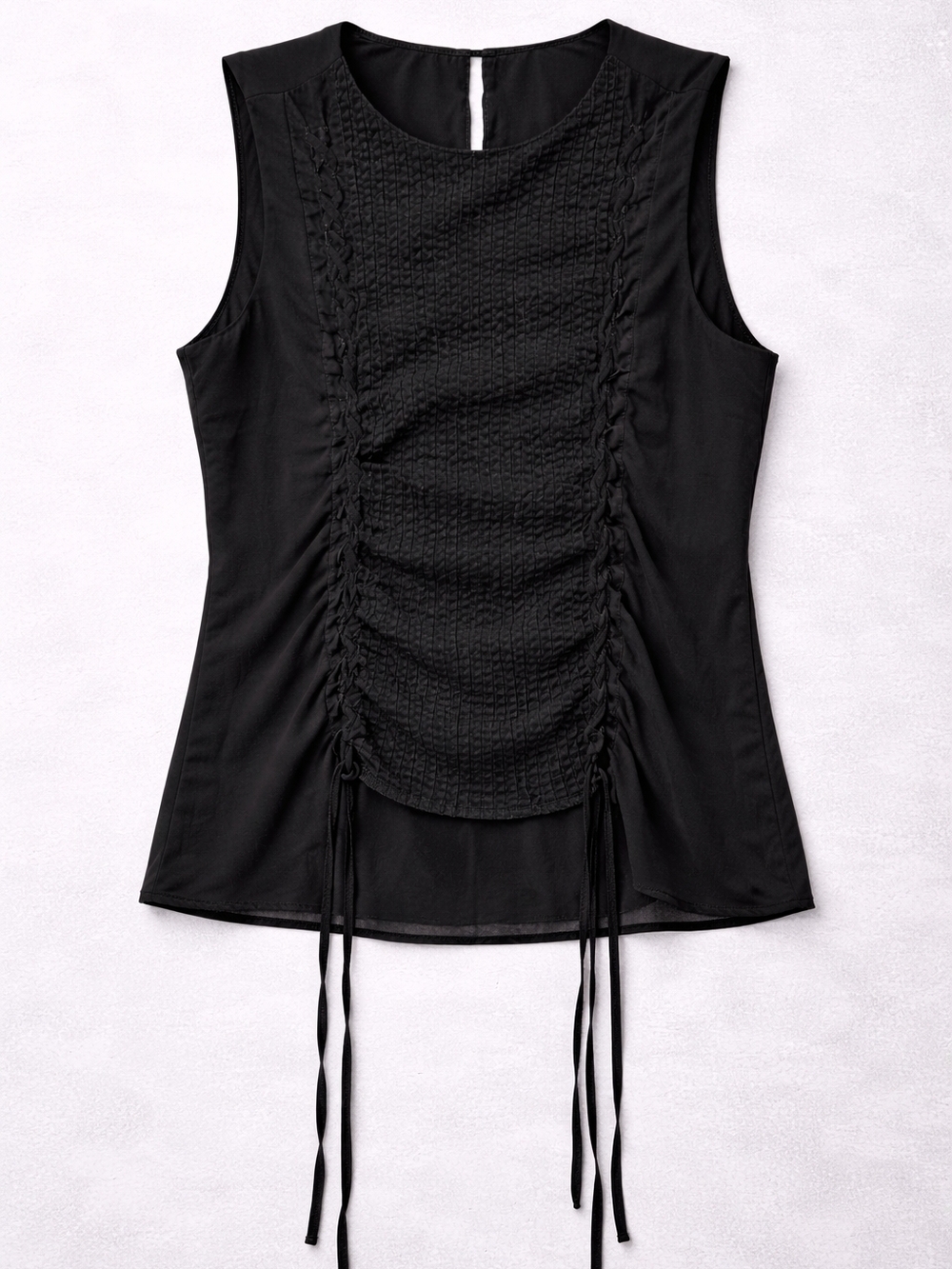 Strut & Bolt Black Ruched Top Whimsigoth Grunge Panel Sleeveless